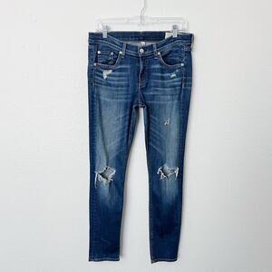 [Rag & Bone] Mid Rise Distressed Capri Skinny Jeans Ripped Knees Canyon Wash 29